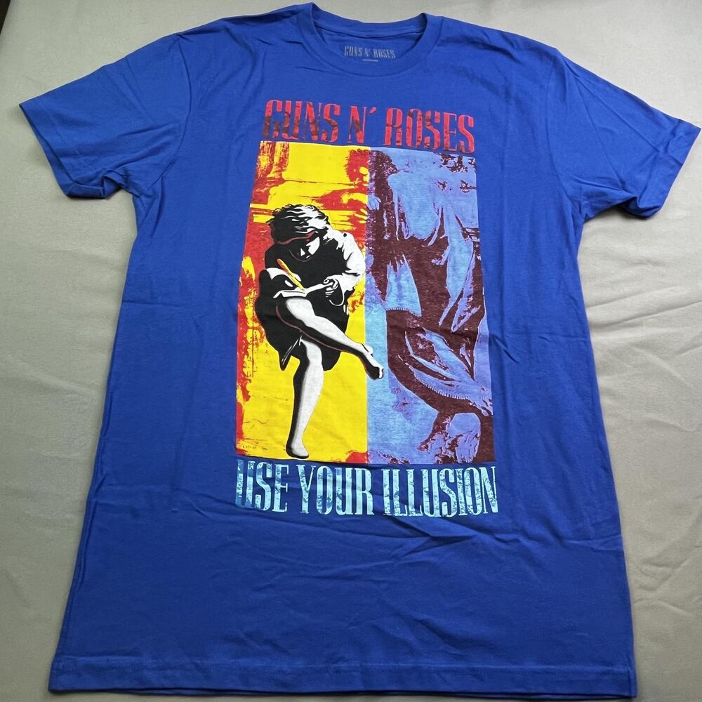 Guns N' Roses Shirt Mens Medium Blue Use Your Illusion Band Rock Music Tee
